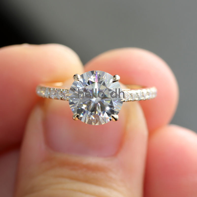 14K Yellow White Gold Wedding and Engagement Rings Pure Gold Moissanite Rings