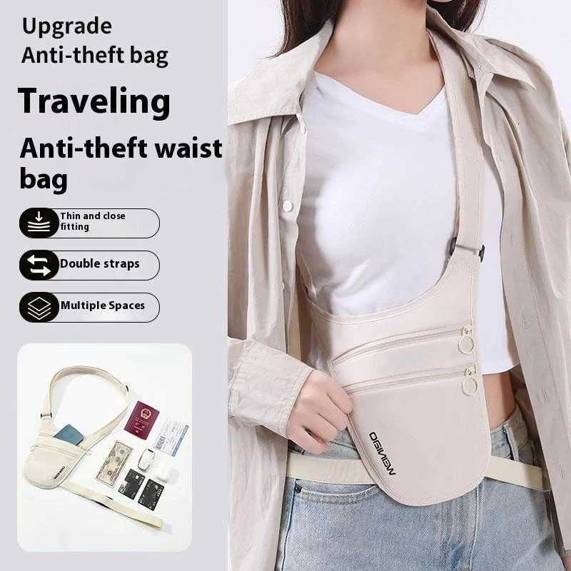 1Pc Polyester Travel Anti-Theft Waist Bag with RFID Blocking Hidden Passport Wallet for Europe Tours Secure Crossbody PouchT251126