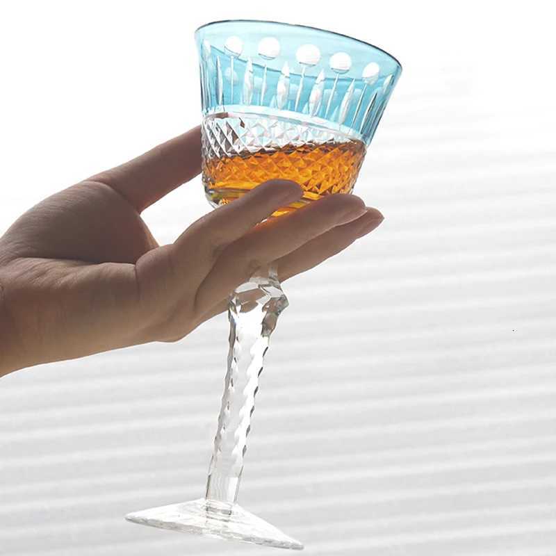 Handcrafts Czech Style Lotus Multi Colored Glass Hock Wine Glasses With Gift Box C251126