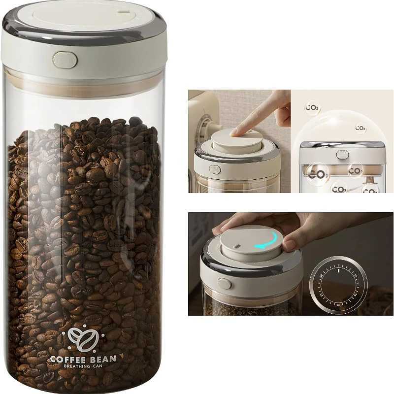 Coffee Canister Premium Glass - Airtight Coffee Container with One-Way CO2 Valve and Freshness Tracker for Coffee Bean Storage Y251126