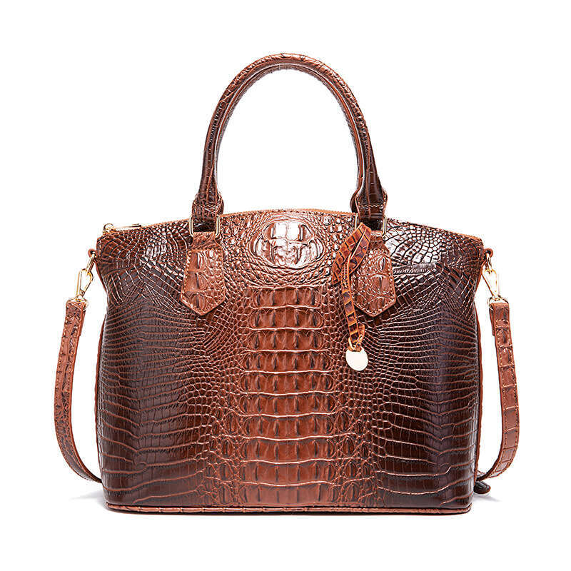 European, American, Middle Eastern Handheld Crossbody Retro Women's Bag with Multi Color Crocodile Pattern Brahmin 2025 Style Versatile New Trend