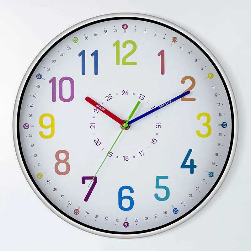 12 Inch Silent Wall Clock colorful Cartoon Kids clock for Home Living Room Decoration Art Childhood Clocks C251126