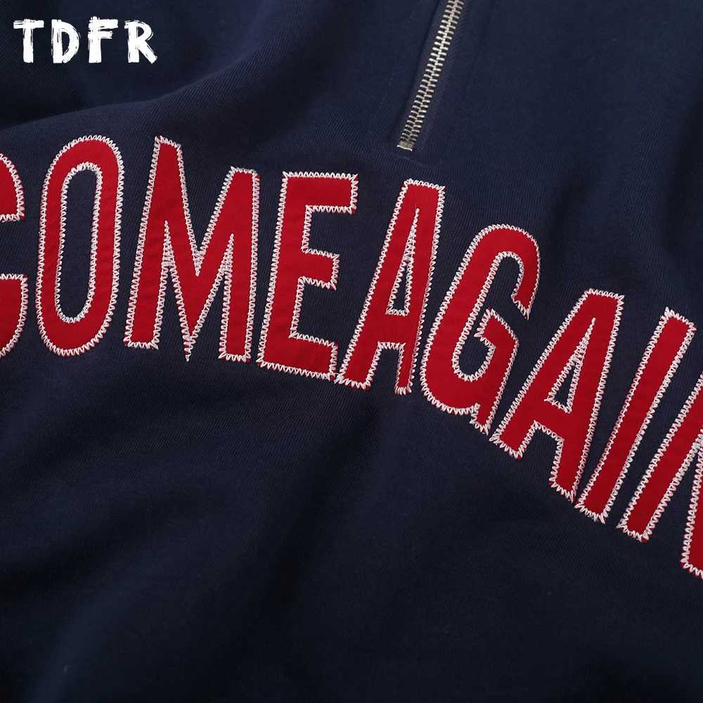 Letter Embroidery Sweatshirts Mens Autumn Casual Loose Stand Collar Half Zipper Drop Shoulder Long Sleeve Sweatshirts Man J251136