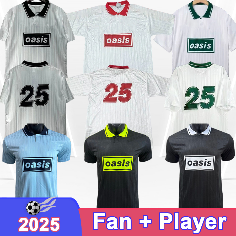 2025 oASiS Live 25 Mens Soccer Jerseys Trendy Version White Black Blue Football Shirt Short Sleeve Adult Uniforms