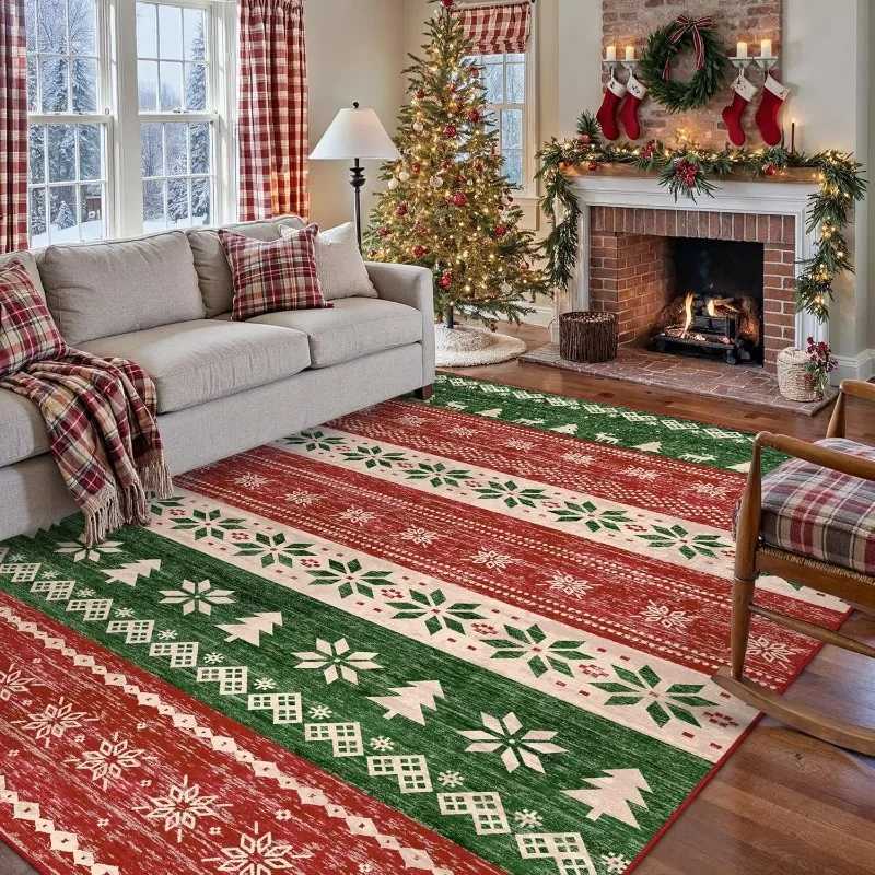 Christmas Office Carpet Snowflake Home Decor Doormat Xmas Holiday Decor Rug Non Slip Indoor Decorative Rmat for Dining RoomM251126