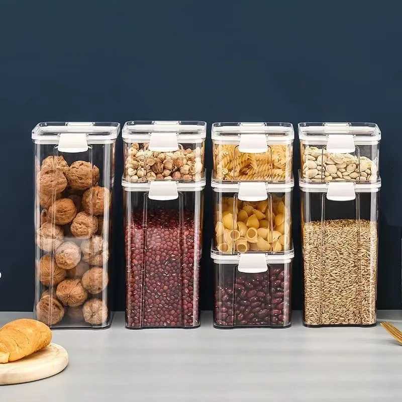 Sealed plastic food storage box cereal candy Dried jars with lid fridge storageTank containers household items kitchen organizer Y251126