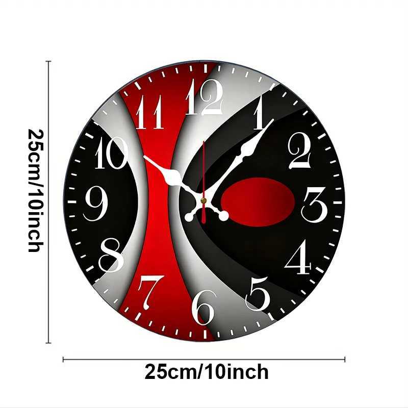 Black Red Wooden Round Silent Hanging Wall Clock Suitable For Living Room Office Study Room Bedroom Home Decoration C251126