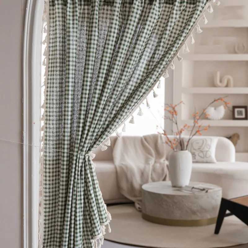 Curtain Christmas 1Pc Buffalo Check Plaid Curtains Farmhouse Kitchen Valance Decoration for Living Room Bedroom Rod Pocket Blackout Windows Drapes Y25