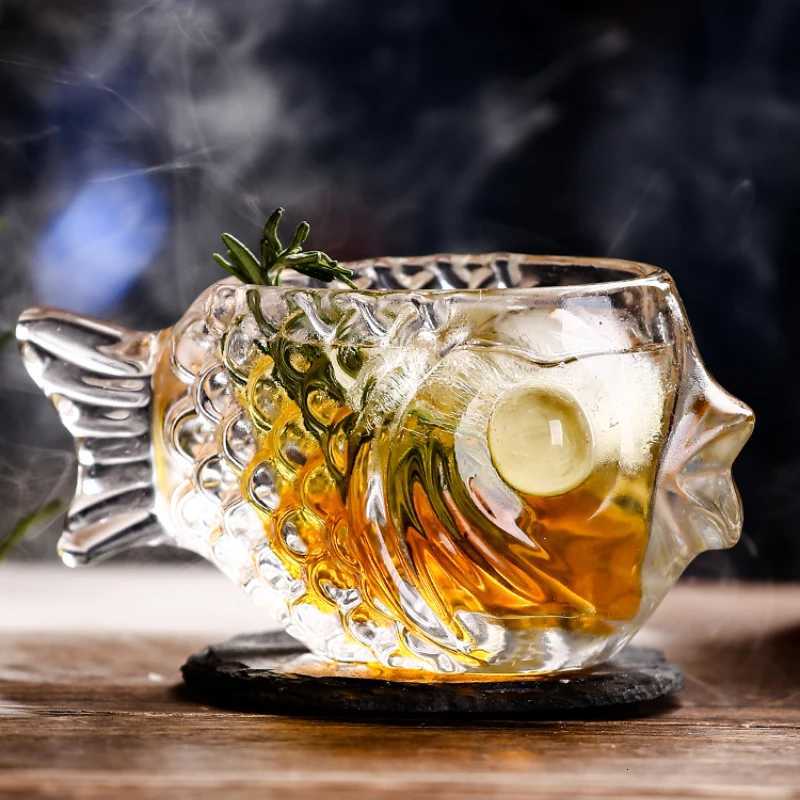 Creative 3D Transparent Fish Shape Bar Cocktail Glass Party Thick Heavy Lovely Smoothies Bowl Cup Cold Drink Tiki Glasses Mug C251126