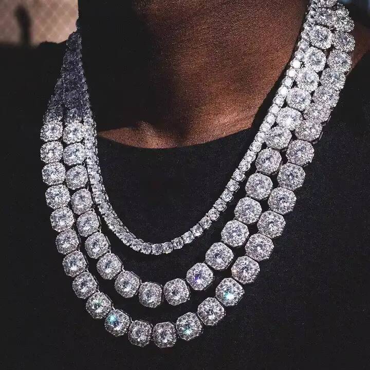 Custom Hip Hop 5A Zircon Jewelry Necklace Iced Out Brass Silver Chain White Gold Rapper Chocker Tennis Chains