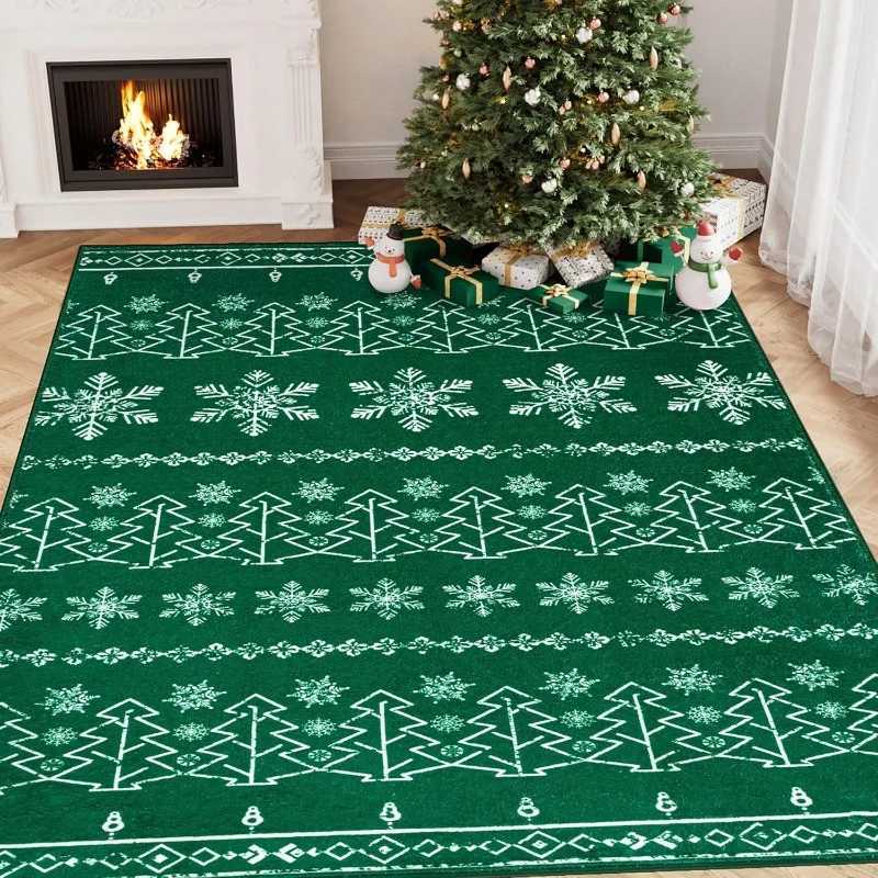 Christmas Office Carpet Snowflake Home Decor Doormat Xmas Holiday Decor Rug Non Slip Indoor Decorative Rmat for Dining RoomM251126