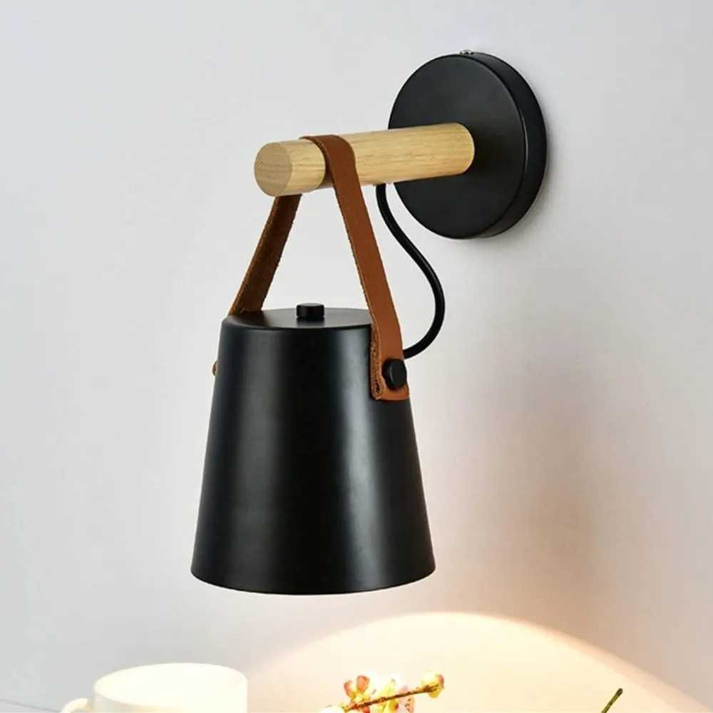 Nordic MetalWood Wall Lights Bedroom Beside LED Lights Black White Modern E26/E27 Wall Lamps LED Restaurant Bar Lighting M251126