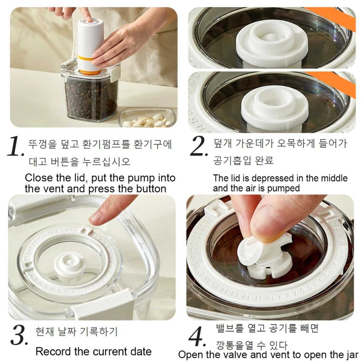 Vacuum Sealed Tank Coffee Beans Vacuum Jar Kitchen Cereals Storage Box Airtight Container Moisture-Proof Sealed Canister for Tea Y251126