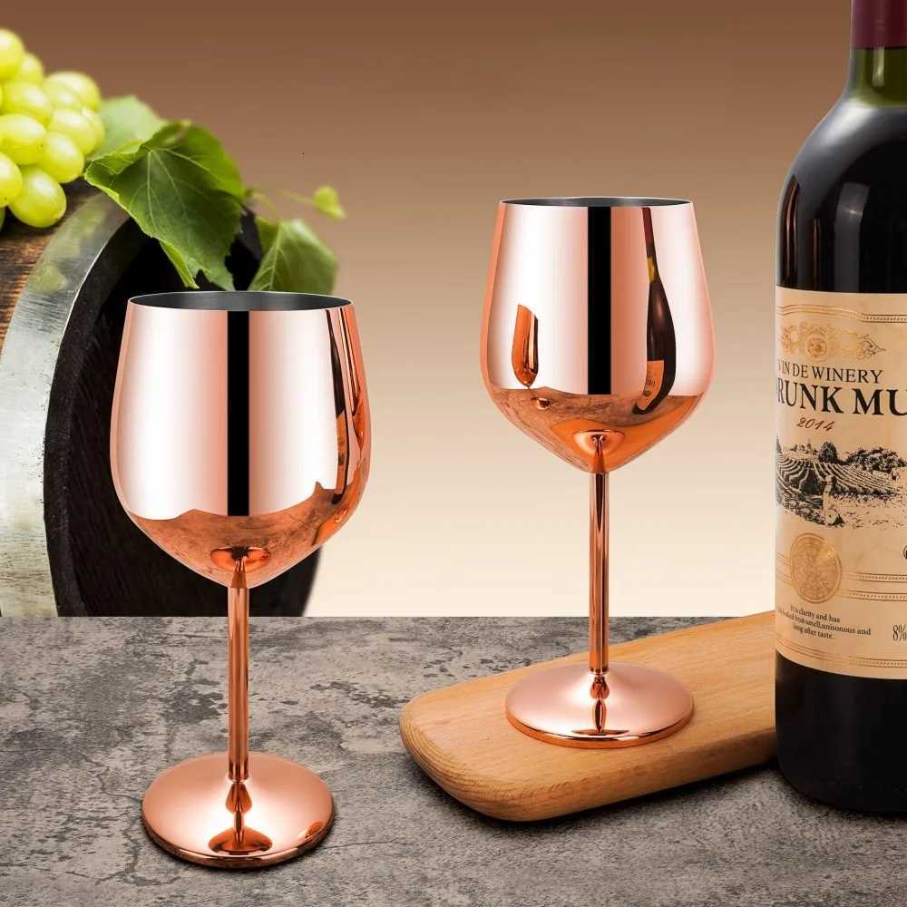 European-style Stainless Steel Red Wine Glass 500ml Tall Wine Glass Cocktail and Juice Glass for Bars Parties Restaurants C251126