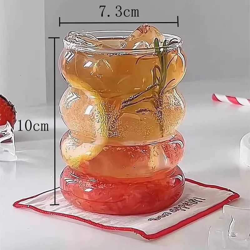 Glass Cup Household Corrugated Glass Cup Coffee Milk Cup Transparent Glasses Ice Juice Mug Tea Cup Drinkware Retro C251126