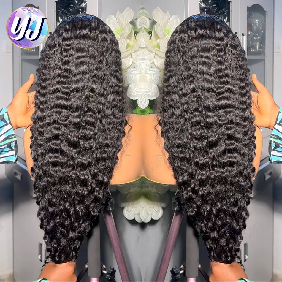 13X4 Transparent Lace Front Cuticle Aligned Deep Wave HD Lace Frontal Wigs Black Women Long Length Human Hair Wigs