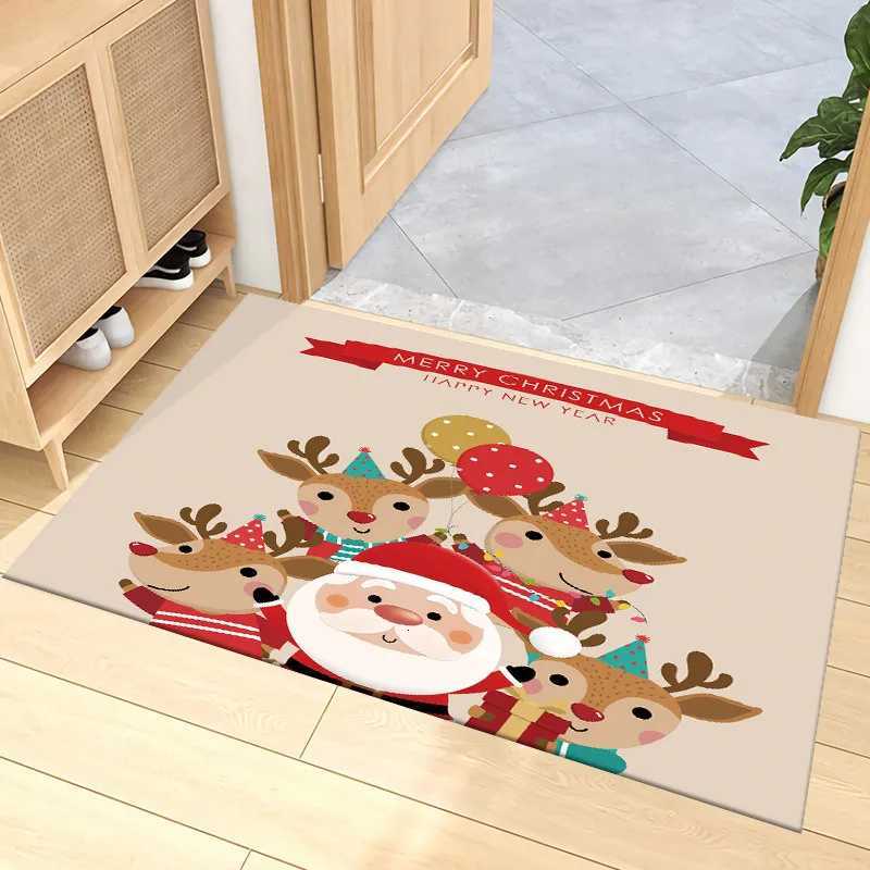 Christmas Cartoon Carpet Mat Rug Santa Reindeer Snowman Home Decoration Festive Entryway Decor Floor Mat with Merry ChristmasM251126