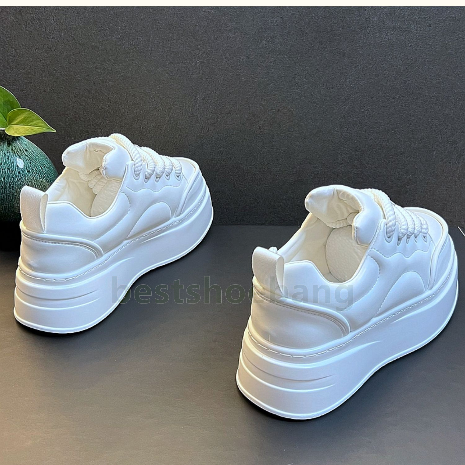 Minimalist Style Designer Sneakers Mens Shoes Classic White Green Thick-Soled Height-Boosting Outdoor Trainers Size 39-44