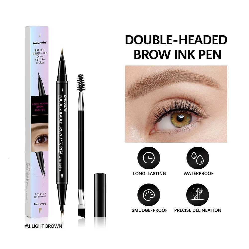 2 In 1 Eyebrow Pencil Waterproof Eye Brow Pencil Perfect Eyebrows Waterproof Makeup Brushes Eyeliner For Set Pen BrownT251126