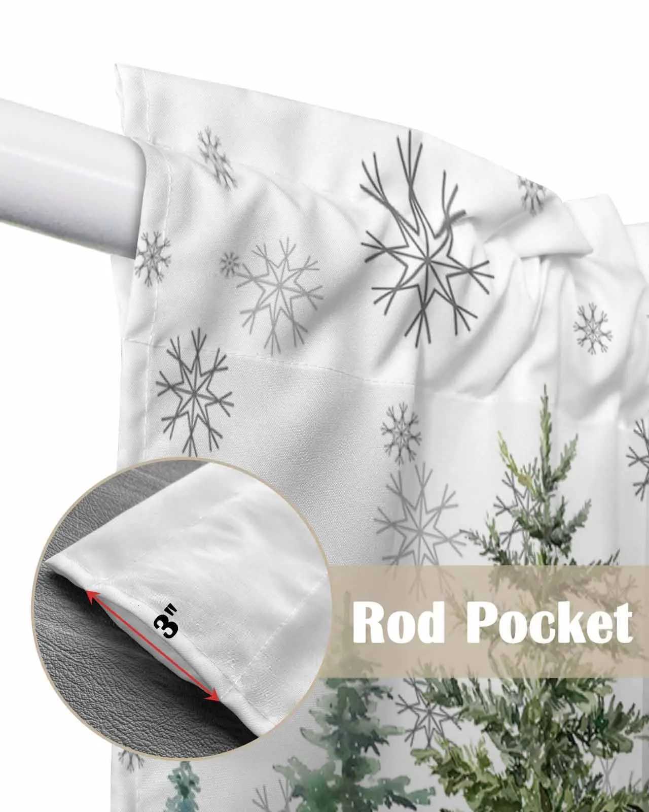 Curtain Christmas Christmas Swag Valance Curtains Green Pine Tree Xmas Rod Pocket Kitchen Valance Curtains Winter for Living Room Bathroom Window Y251