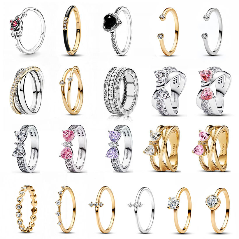 925 Silver Diamond Gemstone Pink Love Butterfly Simple Rose Fashion Ring Free Shipping