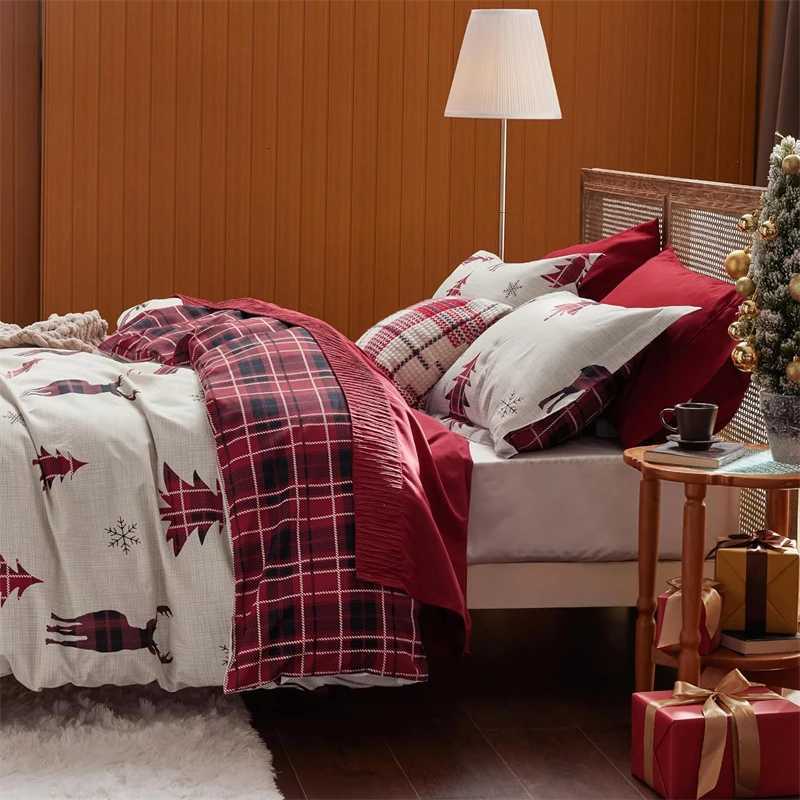 Christmas Christmas Duvet Cover Reversible Buffalo Check Printed Christmas Plaid Includes 1 Duvet Cover and 2 Pillow Shams Y251126