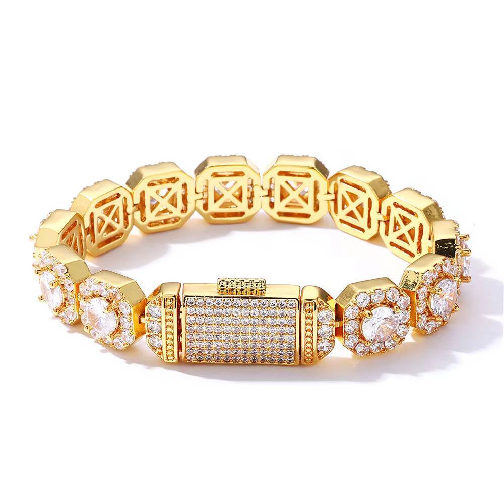 European American Cross-Border Trendy Personality Hip-Hop Zircon Bracelet Fashion Chain Link Jewelry for Men Wholesale