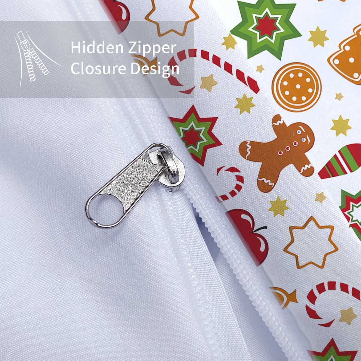 Christmas 3-piece Christmas Cute Gingerbread Man Pattern Print 1 duvet cover2 pillowcases no core Comfortable Bedding Set Y251126