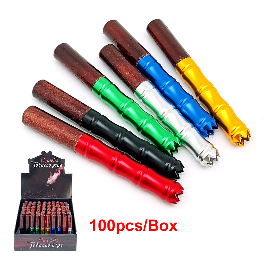 Smoking Pipe Cigarette Bat Aluminium One Hitter Pipe 100pcs/display 78mm Length Cigarette Bat smoking accessory