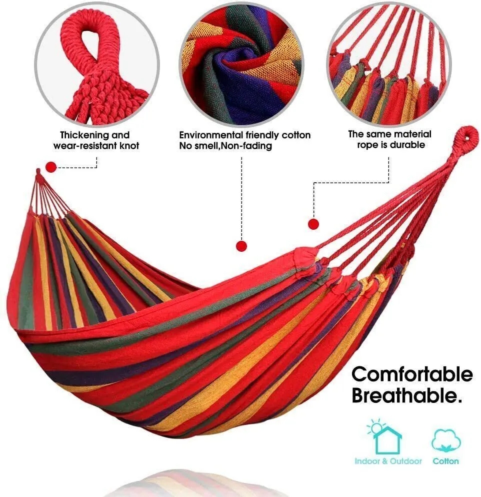 2 Person Double Camping Hammock Chair Bed Outdoor Hanging Swing Sleeping Garden