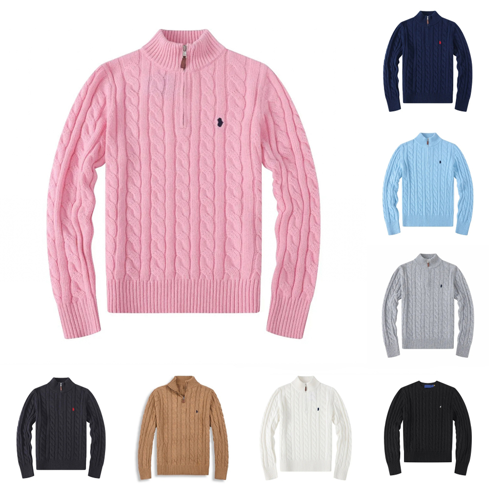 Designer sweaters Autumn Wool Casual Small Horser pull Half Zip Polos Chandail Cardigan Jacket Winter Long Sleeve Keep Warm Sweater Pullover men hoodies