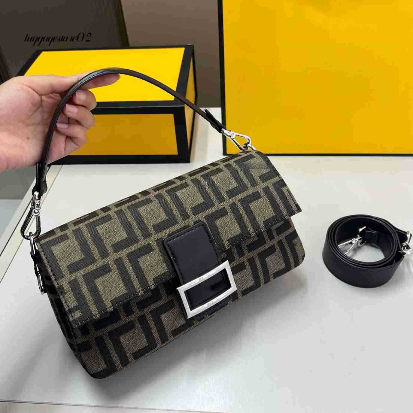 Shoulder Bags F Bag Designer Luxury Brand 2025 Flip Over Crossbody Handbag FF Letter Relief Baguette Bag HighEnd Single Canvas bag Fashionable Womens Bag 1Ae