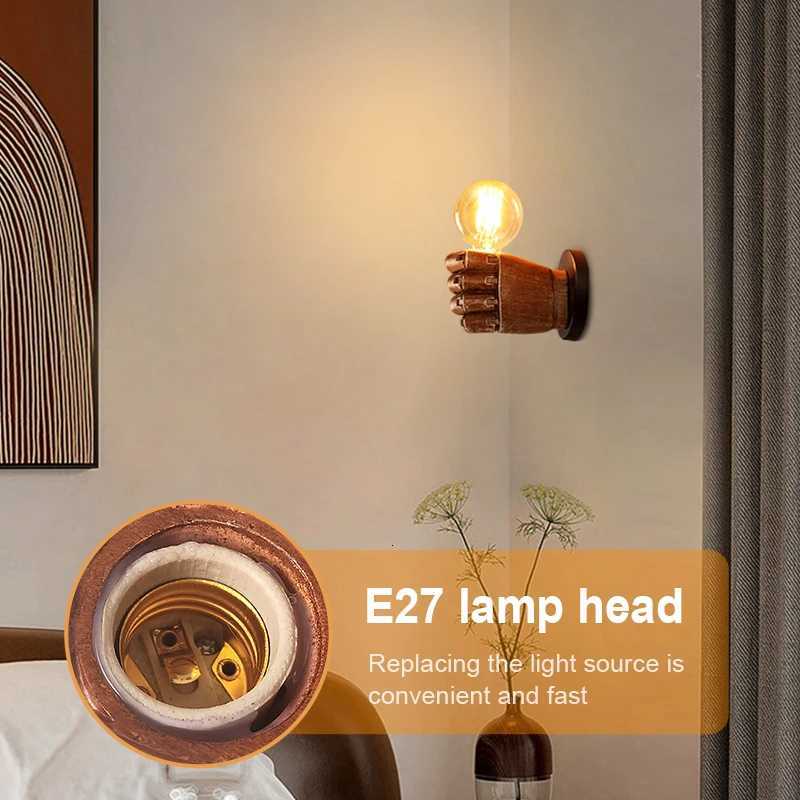 ordic Retro Resin Wall Lamp Left Hand Right Hand Fist Sconces Wall Fixture Home Decor Light Indoor Restaurant Bar Decoration M251126