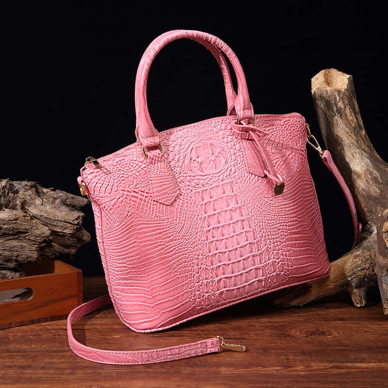 European, American, Middle Eastern Handheld Crossbody Retro Women's Bag with Multi Color Crocodile Pattern Brahmin 2025 Style Versatile New Trend