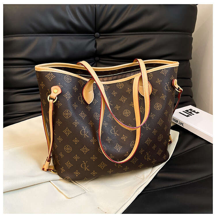 Tote New Retro Print Women Versatile Color-Block Handbag Large Capacity Commuter Shoulder Women's Bag