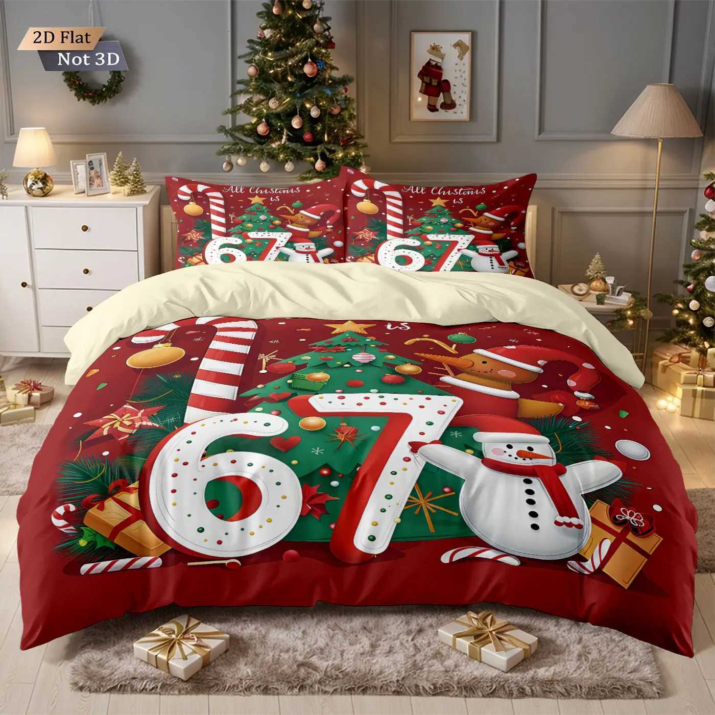 Christmas 3pcs Merry Christmas 67 element printed coreless duvet cover set multi size bedroom bedding holiday decoration machine washable Y251126