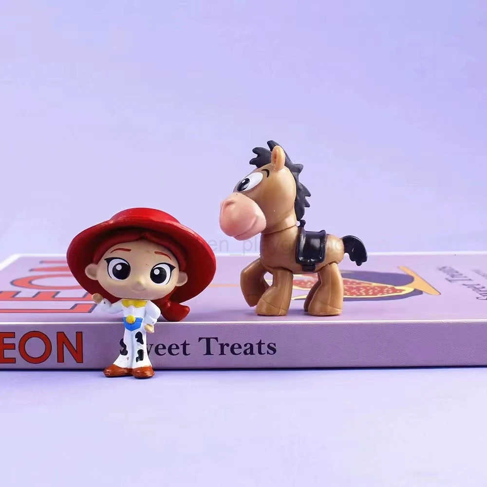 Disney Miniso Toy Story 4 Woody Buzz Lightyear Q Version Action Figures Mini Dolls Kids Toys Model for Birthday Children Gift H251126