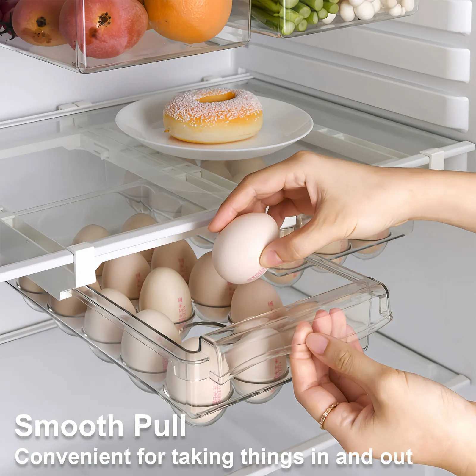Refrigerator Drawer Style Food Storage Box Fruit Holder Egg Storage Box Under Shelf Support Sliding Plastic Fresh-keeping Box Y251126