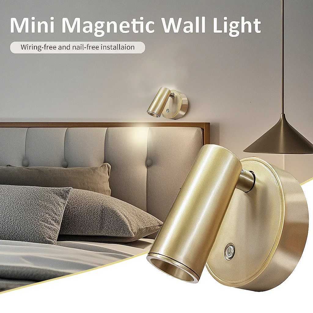 Mini Bedside Spotlight Tri-color Simple Premium Bedroom Bathroom Doorway Night Lighting Wireless Magnetic Attachment Wall Light M251126