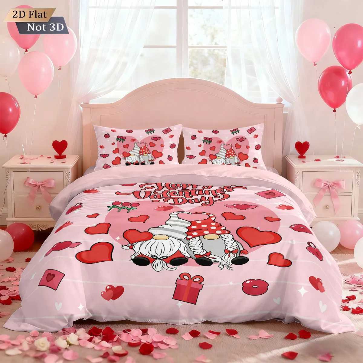 Christmas 3pcs Valentines Day Christmas goblin printed coreless duvet set multi size bedroom bedding holiday decoration machine washable Y251126