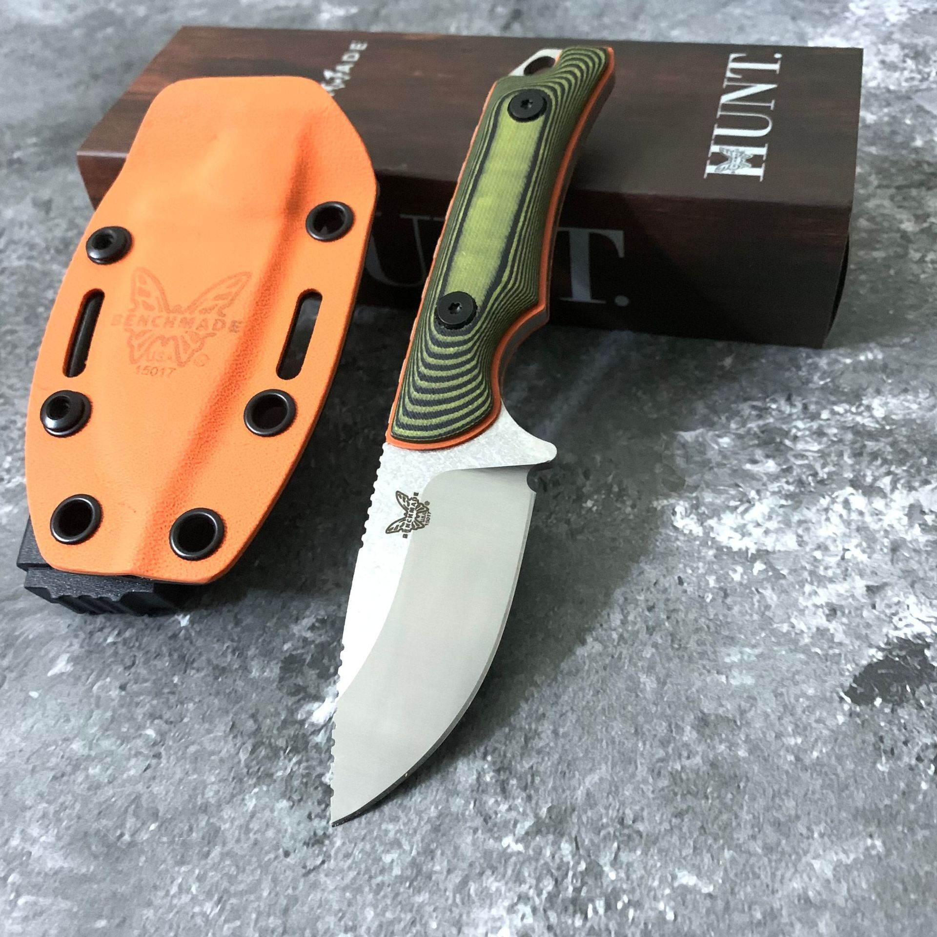 BM 15017 Outdoor Self Defense Fixed Blade Hunter Knife with Kydex Sheath G10 Handle Survival Camping Small Multitools Knife