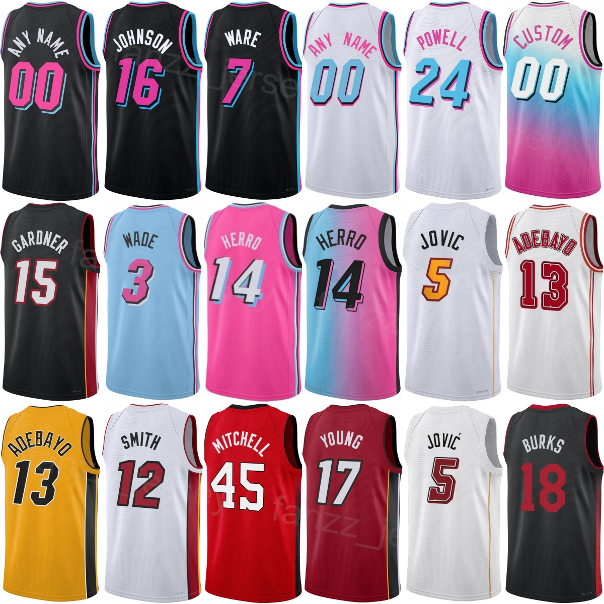 Printed Basketball Andrew Wiggins Jersey 22 Men 2026 City Simone Fontecchio 0 Kelel Ware 7 Davion Mitchell 45 Norman Powell 24 Bam Adebayo Jaime Jaquez Jr Women Kids