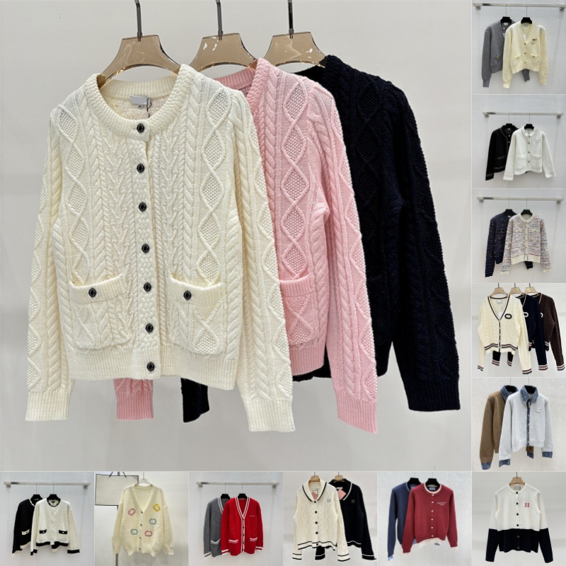 Women Casual V Neck Cardigan Elegant Tweed Knitted Coat Contrast Color Vacation Single Breasted Sweater Coat