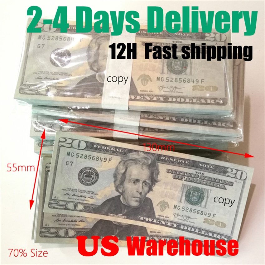 Prop Money USA Dollars Party Supplies Fake Money For Movie Banknote Paper Novelty Toys 1 5 10 20 50 100 Dollar Euro Currency Movies Money For Child 130*55mm 70% Size