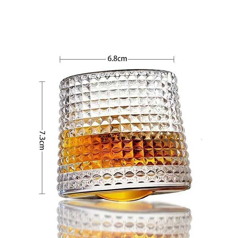160ML novelty rotatable whiskey glass cup barware old fashioned wine glass with wooden base for Liquor Scotch Bourbon C251126