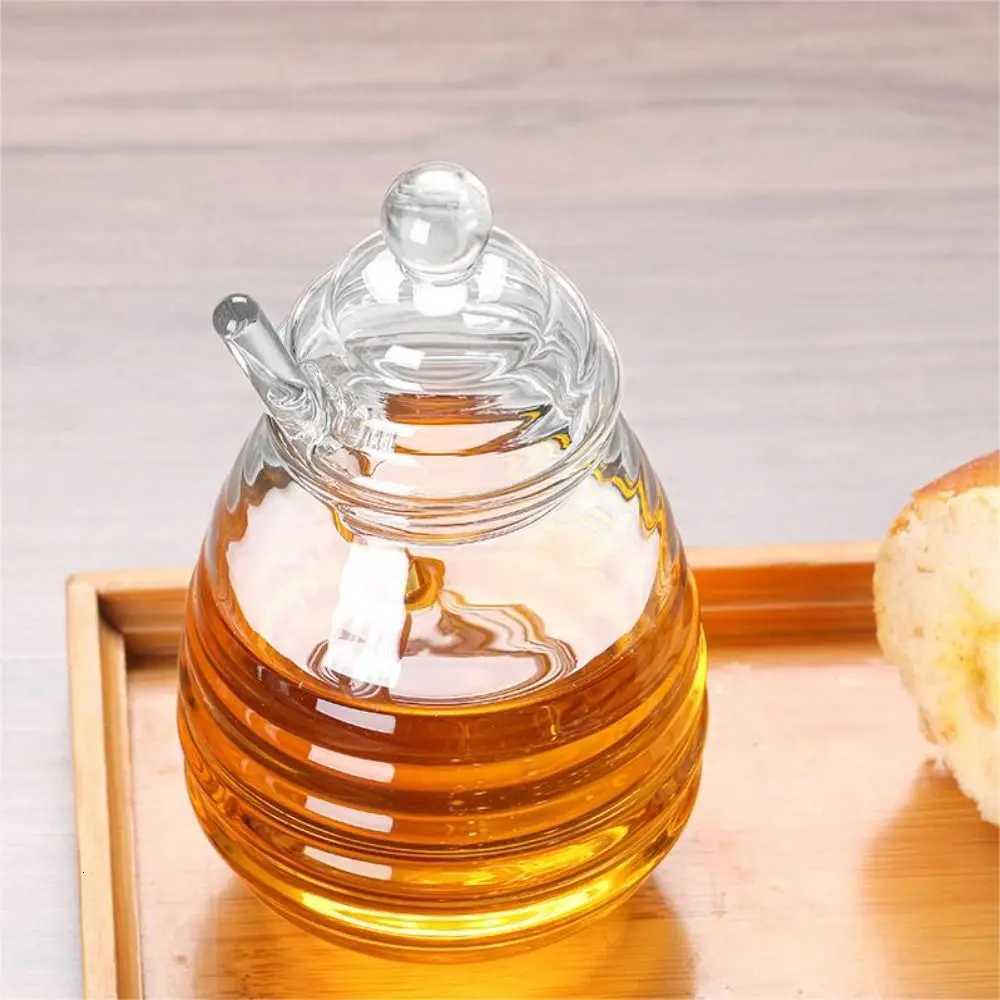 Transparent Honey Pot with Dipper and Lid Honeycomb Tank Kitchen Honey Bottle for For Wedding Party Office Kitchen Home Y251126