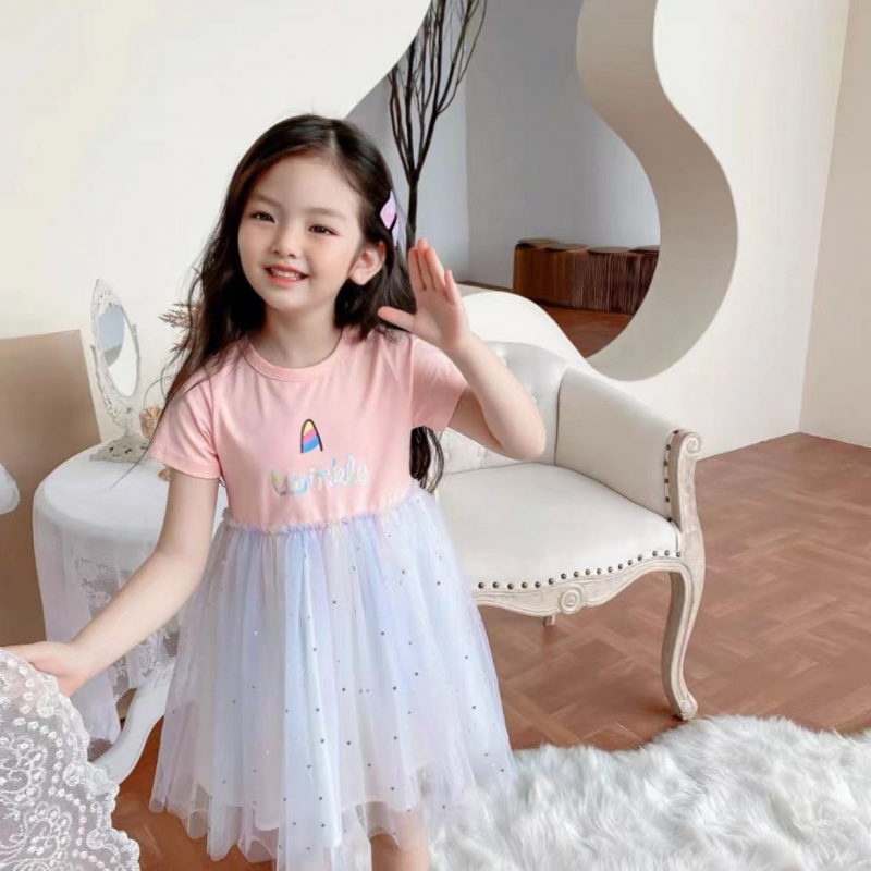 DISNEY Kids designer clothes baby girl dress Princess Skirt A-line Skirt Birthday Party Dress summer children's baby thin gauze dress unicorn rai