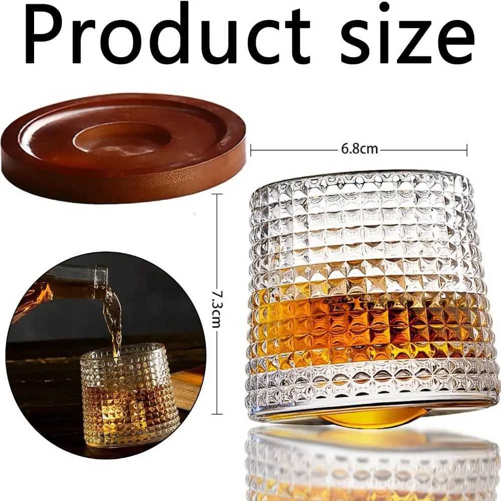 Whiskey Glasses Rotating Whisky Glass with Base 360 Rotate Degrees Crystal Rum Glass for Cocktail Party Drinking Glass C251126