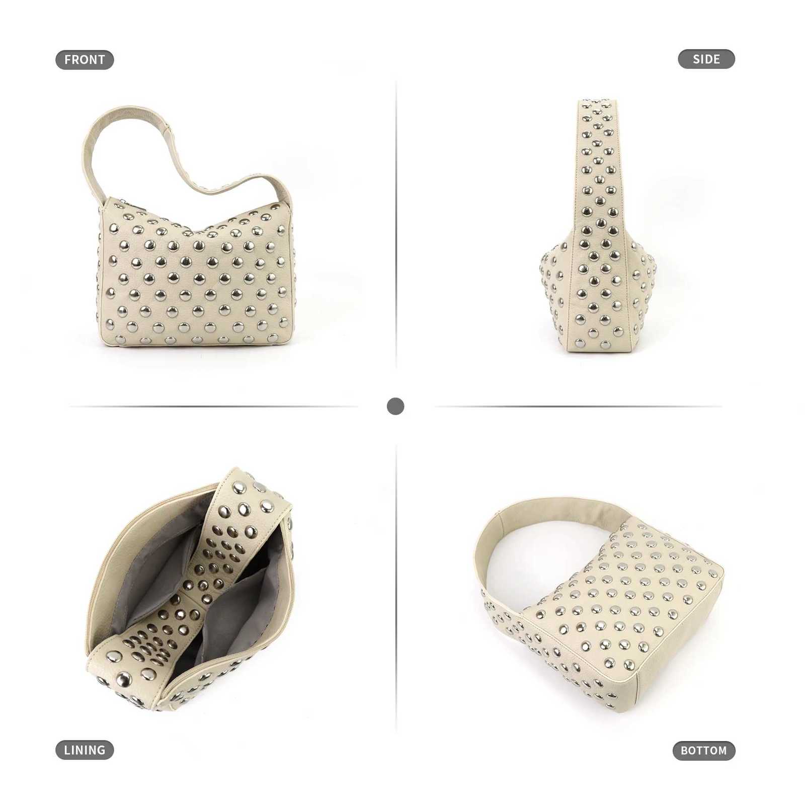 Fashionable Studded Purses Shoulder Hobo Bag Punk Women Small Shouder Purse Vegan Leather Designer Handbags Streetwear Z251126