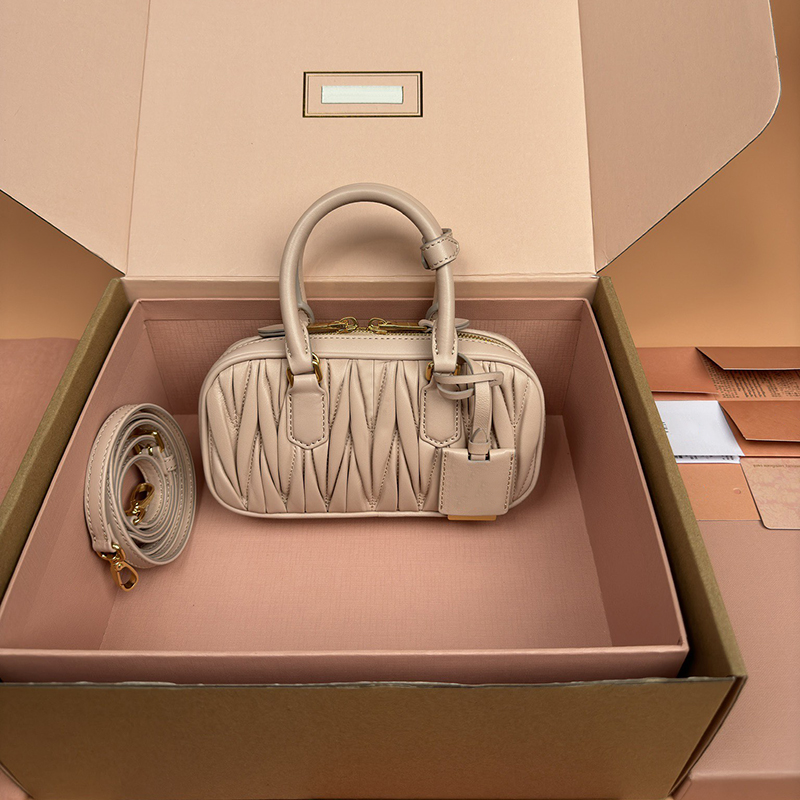 Nappa Leather Handbag Mini Size 19CM Designer Bowling Bag Woman's Shoulder Bag With Box M2503214B